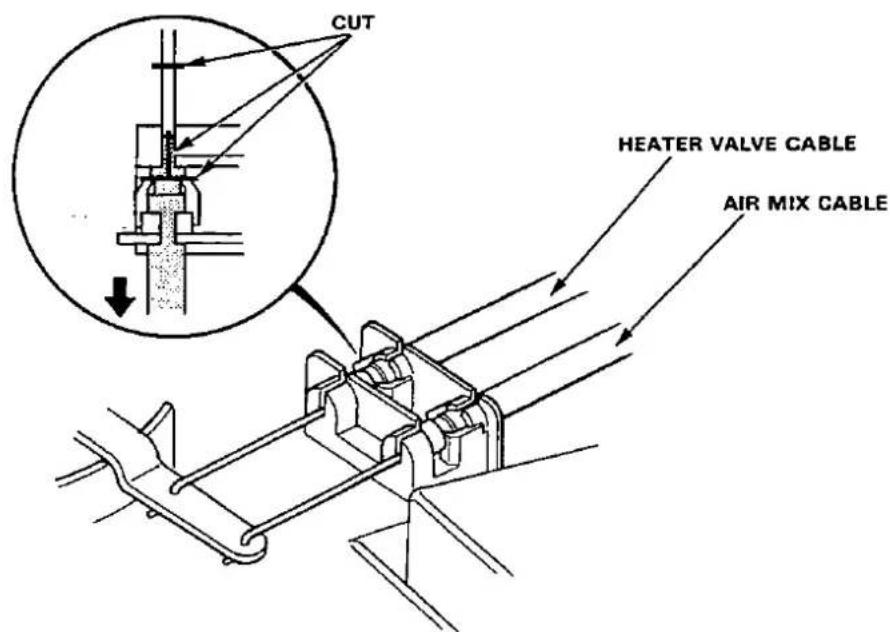 CUT HEATER VALVE CABLE AIR MIX CABLE