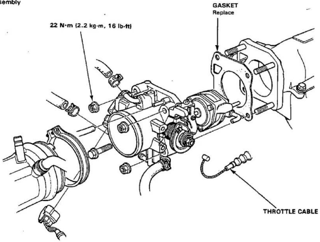 Assembly 22 N·m (2.2 kg·m, 16 lb·ft) GASKET Replace THROTTLE CABLE
