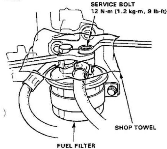 SERVICE BOLT 12 N·m (1.2 kg·m, 9 lb·ft) SHOP TOWEL FUEL FILTER