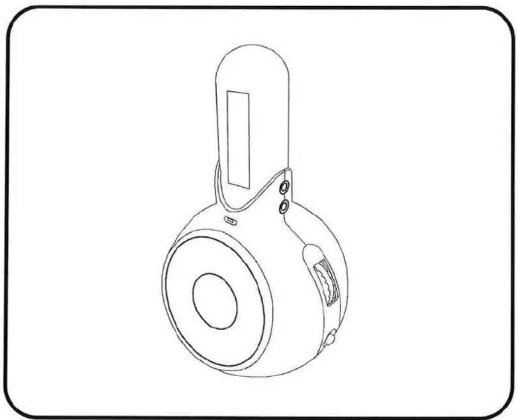Line drawing of a portable lantern with handle and side buttons (no text or symbols)