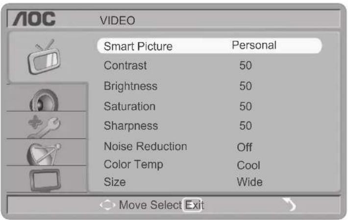 AOC LE19A1321 - Ajustes de Configuración de Video - 1