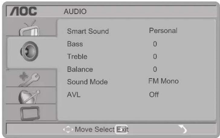 AOC LE19A1321 - Ajustes de Configuración de Audio - 1