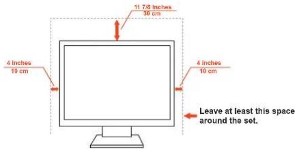 11 7/8 Inches 30 cm 4 Inches 10 cm 4 Inches 10 cm Leave at least this space around the set.