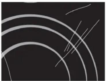 Abstract pattern of curved white lines on a black background, no text or symbols present.