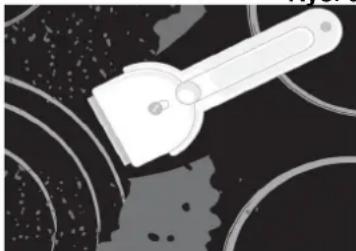 Illustration of a spatula on a dark surface with abstract curved lines (no text or symbols)