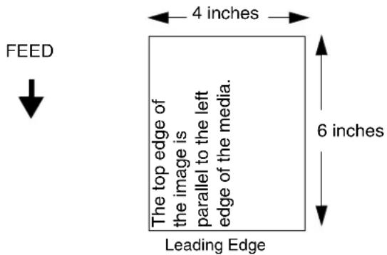 FEED 4 inches The top edge of the image is parallel to the left edge of the media. 6 inches Leading Edge
