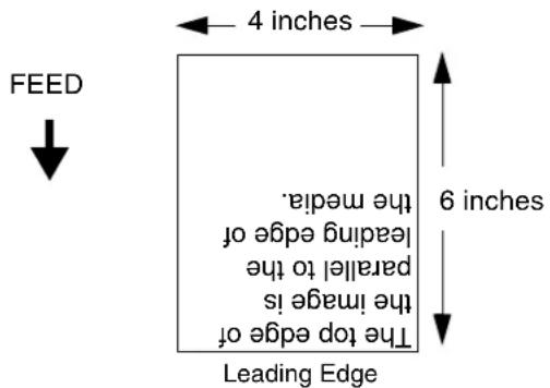 FEED 4 inches 6 inches The top edge of the image is parallel to the leading edge of the media. Leading Edge
