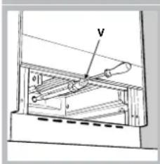 Technical diagram showing a mechanical assembly with labeled component 'v' and directional arrows indicating motion or force.