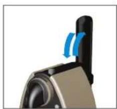 Close-up of a mechanical component with blue curved arrows indicating motion or force (no text or symbols visible)