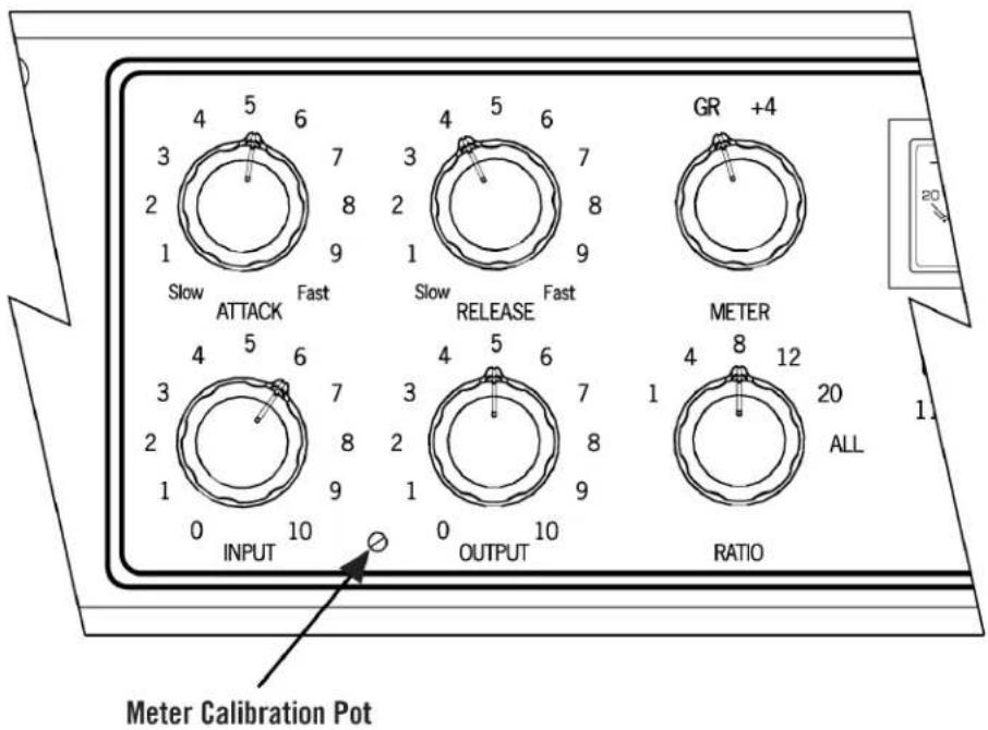 4 5 6 3 7 2 8 1 9 Slow FAST Slow Fast GR +4 RELEASE METER 4 5 6 3 7 2 8 1 9 0 10 INPUT OUTPUT RATIO 20 ALL 1.1 Meter Calibration Pot