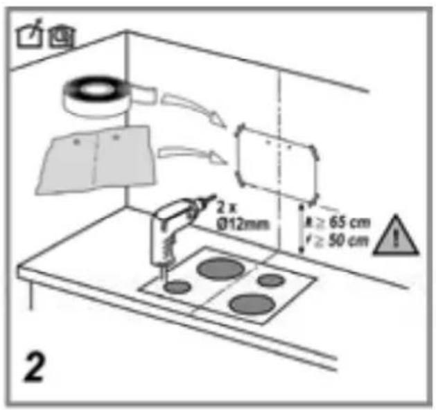 2 x Ø12mm R ≥ 65 cm r ≥ 50 cm 2