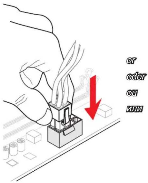Illustration of a hand using a mechanical component to press, with a red downward arrow indicating compression (no text or symbols).