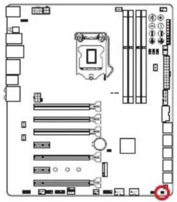 Diagram of a computer motherboard layout with labeled components and connectors.