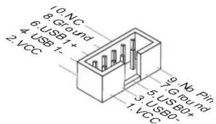 10 NC 8 Ground 6 USB1+ 4 USB1- 2 VCC 9 No Pin 7 Ground 5 USB0+ 3 USB0- 1 VCC