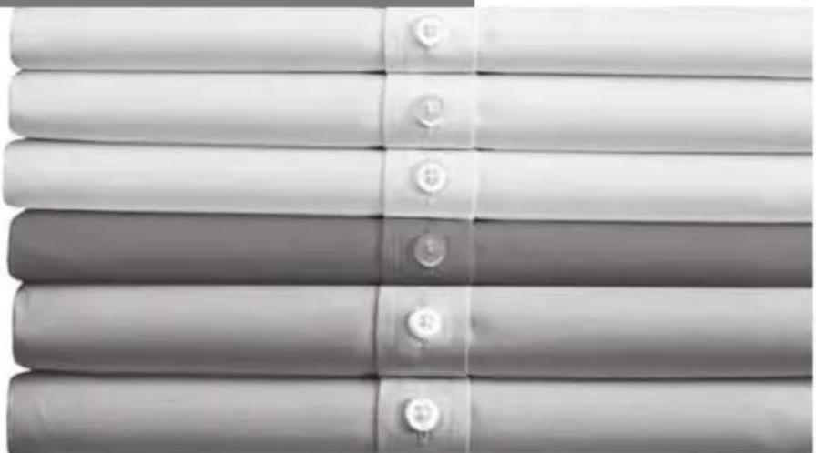 Stack of five gray fabric or garment pieces with button closure, arranged vertically (no text or symbols visible)