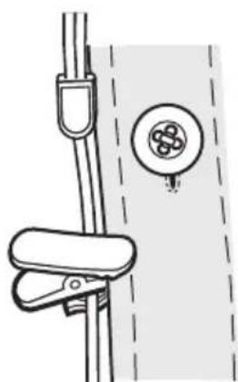 Diagram of a climbing device with a circular component and clamped lever (no text or symbols)