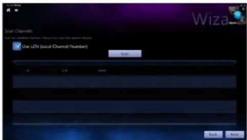 Scan Channels Wiza Use LCN (Local Channel Number) Sign OK Cancel Help Back Help