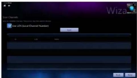 Scan Channels Wiza Use LCN (Local Channel) Numbers Sign OK Cancel Help Back Help