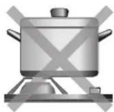 Illustration of a cooking pot on a stand with crossed x marks (no text or symbols)