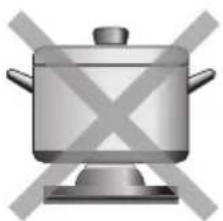 Illustration of a cooking pot with crossed-out triangular symbols (no text or labels)