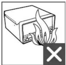 Simple line drawing of a fire extinguisher with flame symbol and 'X' label (no text or symbols on diagram)