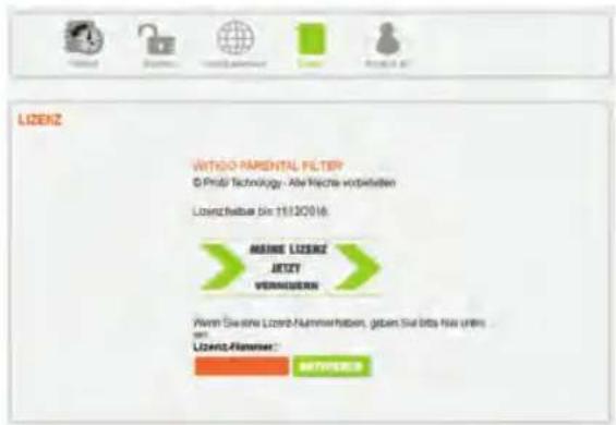 LICENZ WITGO PARENTAL FILTER © Prüd Technology - Alle Viecta vortielaten Lizenzflüssel (bis 11/12/2016) MAINE LIZENZ JETZY VERNIGERN Für am Zweine Lizenz-Nammerhaben, geben Sie bitte Nis unter von: Lizenz-Flümer: NOTIFIED