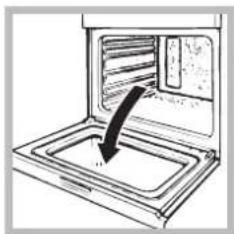 Simple line drawing of a microwave oven with a lid removed (no text or symbols)
