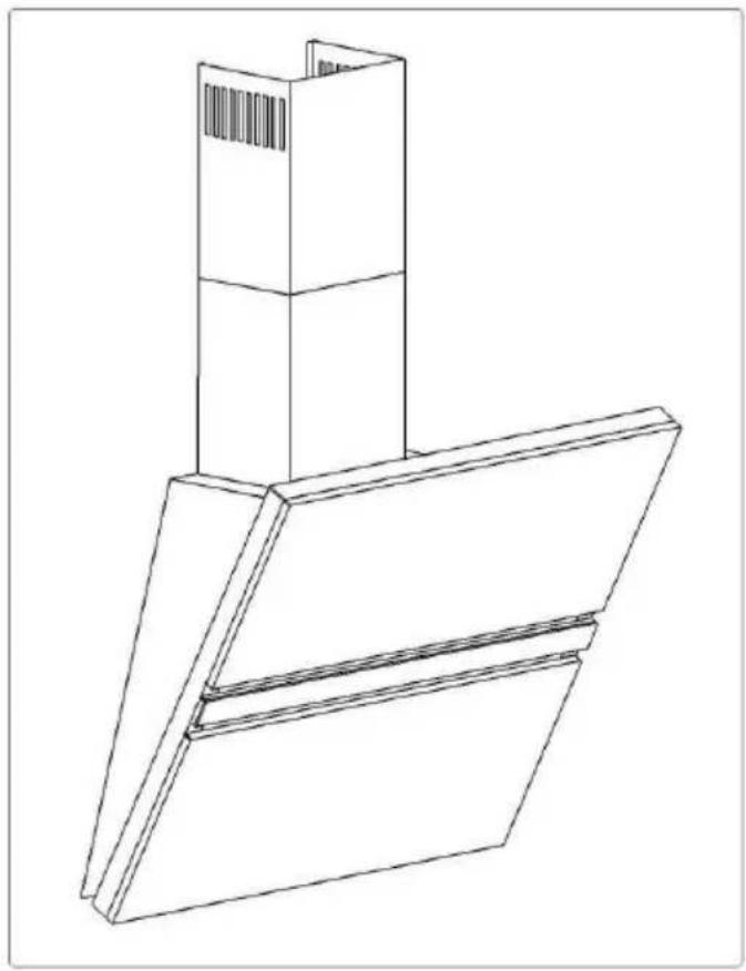 Line drawing of a cabinet or enclosure structure with a sloped top and flanged base (no text or symbols)
