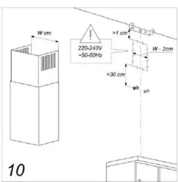 W cm 220-240V ~50-60Hz >1 cm W - 2cm >30 cm φθ φθ 10