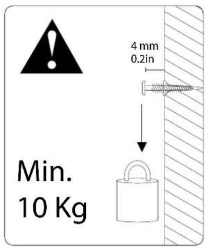 4 mm 0.2in Min. 10 Kg