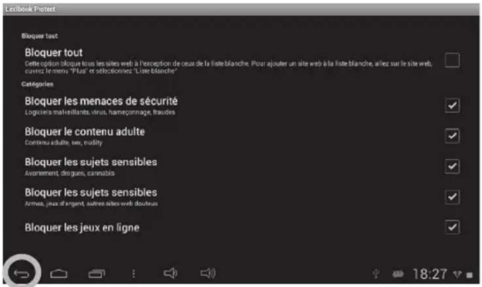 Broquer tout Bloquer tout Cette option bloque tous les sites web à l'exception de ceux de la liste blanche. Pour ajouter un site web à la liste blanche, allez sur le site web, cuivre le menu "Plus" et sélectionnez "Liste blanche" CATEGORIES Bloquer les menaces de sécurité Logiciels malveillants, vir…