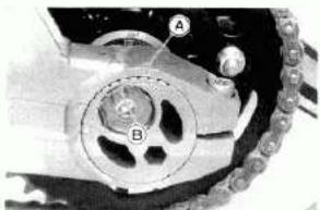 Mechanical gear assembly diagram showing two labeled components (A and B) with no visible text or symbols