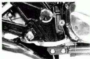 Mechanical assembly diagram showing components labeled A and B (no readable text or symbols)