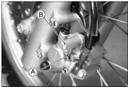 Close-up mechanical diagram of a bicycle wheel with labeled components A and B