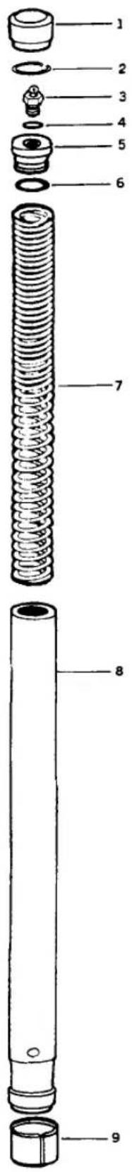 Exploded view diagram of a mechanical component with numbered parts for identification