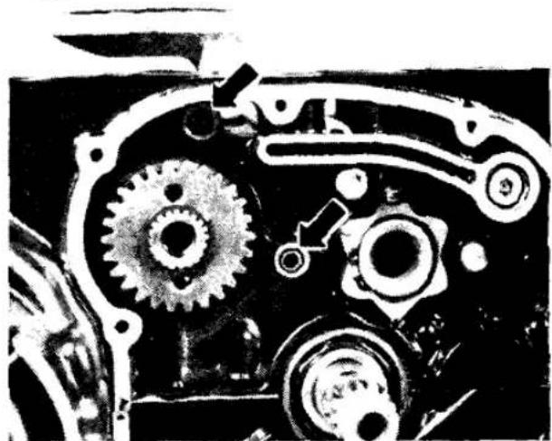 Mechanical gear assembly diagram showing meshing gears and shafts (no text or labels)