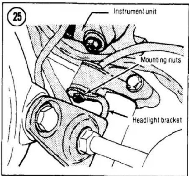 Instrument unit Mounting nuts Headlight bracket