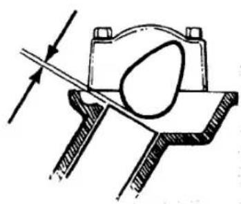 Technical line drawing of a mechanical component with a cutting tool and directional arrows (no text or symbols)