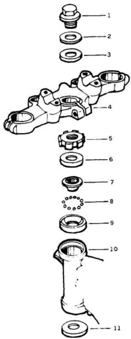 Exploded view diagram of a mechanical assembly with numbered parts for identification