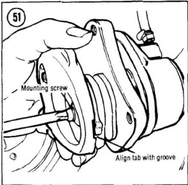 Mounting screw Align tab with groove