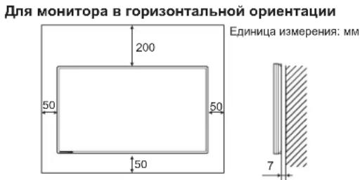 Для монитора в горизонтальной ориентации Единица измерения: мм 200 50 50 50 7
