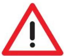 Warning sign with red triangle and black exclamation mark