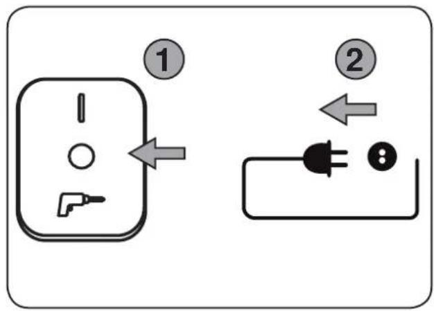 Diagram showing two electrical socket symbols with labeled arrows and connection points.