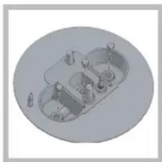 Isometric view of a kitchen sink with multiple fixtures and a central bowl (no text or symbols)