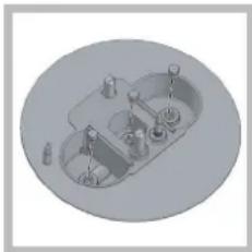 Isometric view of a circular mechanical or architectural component with internal compartments and fixtures (no text or symbols)