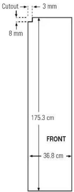 Cutout 3 mm 8 mm 175.3 cm FRONT 36.8 cm