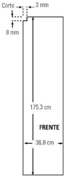 Corte 8 mm 3 mm 175.3 cm FRENTE 36,8 cm