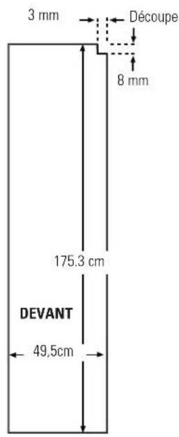 3 mm Découpe 8 mm 175.3 cm DEVANT 49,5cm