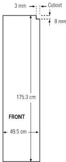 3 mm Cutout 8 mm 175.3 cm FRONT 49.5 cm