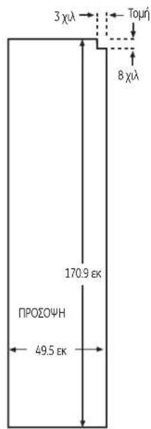 3 χιλ Τομή 8 χιλ 170.9 εκ ΠΡΟΣΟΨΗ 49.5 εκ